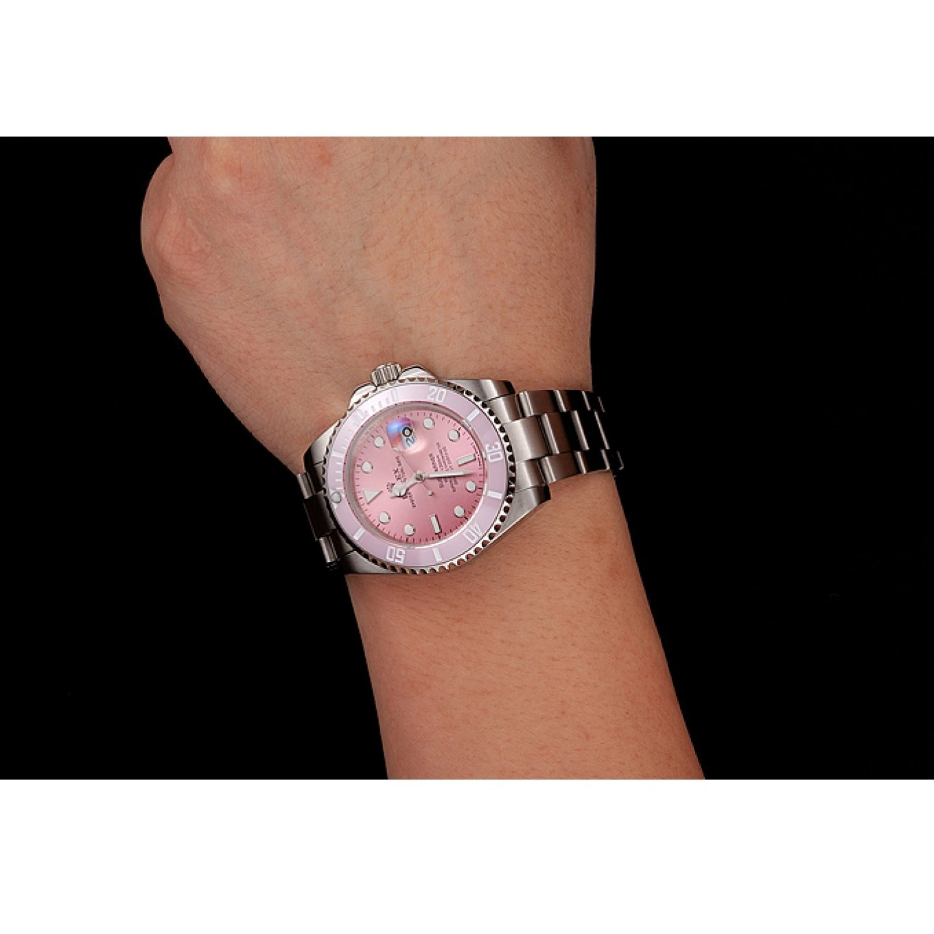 AAA replica watch Bracelet 1453980 Rolex Submariner Stainless Bezel Swiss Pink Steel Dial Pink 0802